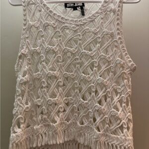 DKNY Women's White Crochet Tank Top